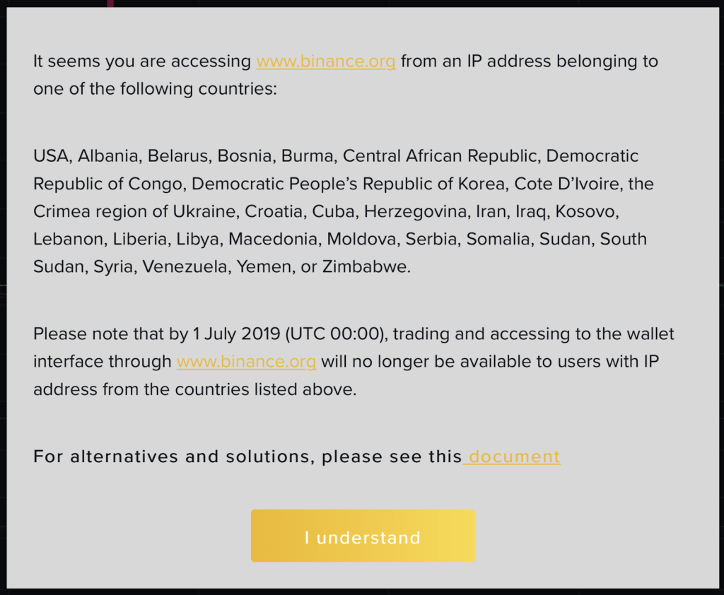 Binance Banned Countries